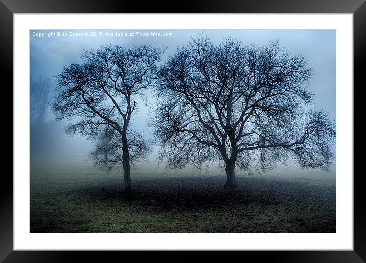 trees in the mist Framed Mounted Print by Jo Beerens