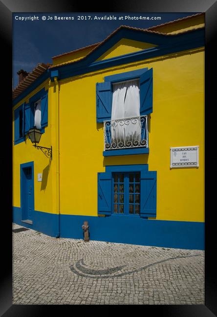 portuguese harbour house Framed Print by Jo Beerens