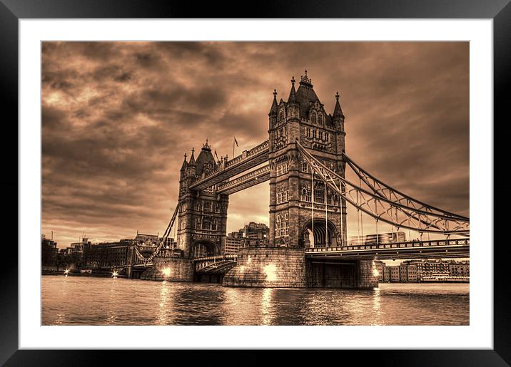Tower Bridge Sepia Framed Mounted Print by Dean Messenger