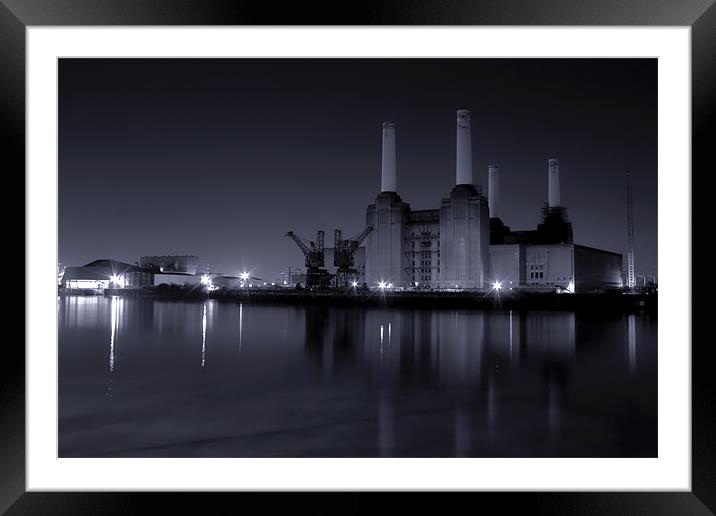 battersea Power Station black and white Framed Mounted Print by Dean Messenger