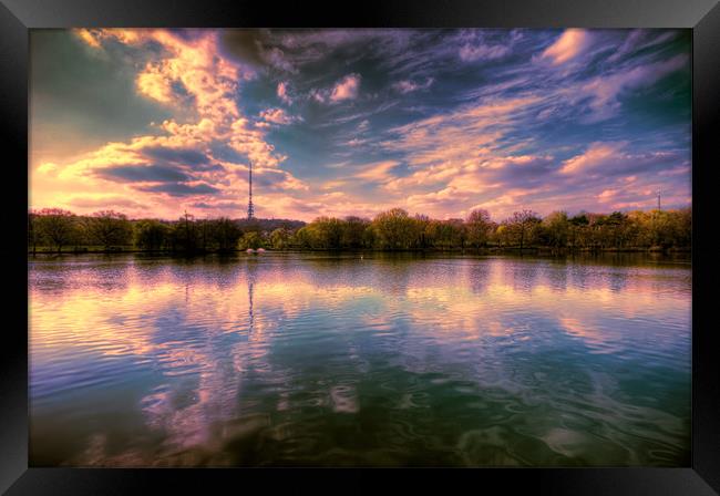 Sunset over the Lake Framed Print by Dean Messenger