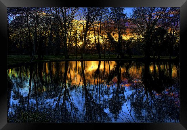 Sunset over the Pond Framed Print by Dean Messenger