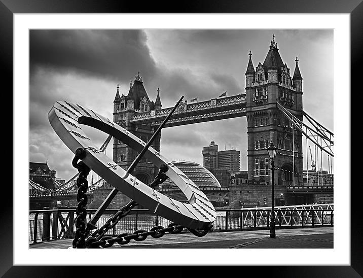 Tower Bridge and Sundial Framed Mounted Print by Dean Messenger