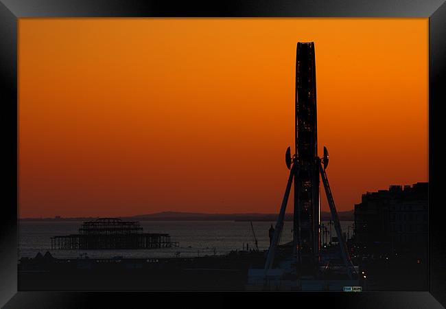 Brighton Wheel Sunset Framed Print by Dean Messenger