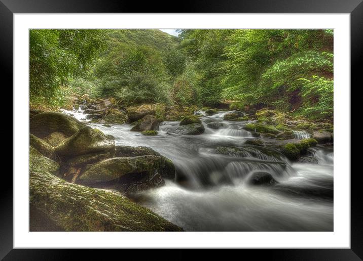 watersmeet falls, lynmouth Framed Mounted Print by Dean Messenger
