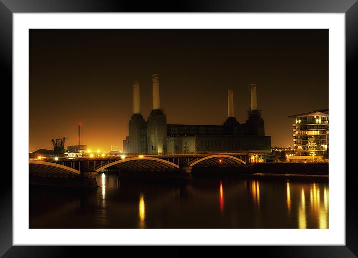 Battersea Power station at night Framed Mounted Print by Dean Messenger