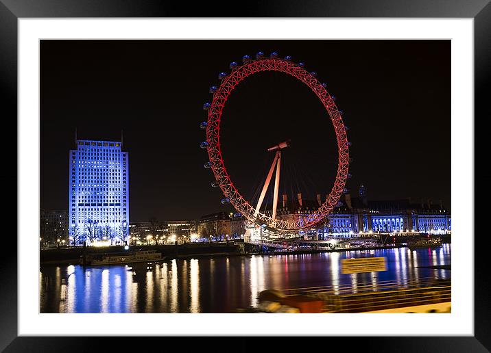 London eye at night Framed Mounted Print by Dean Messenger