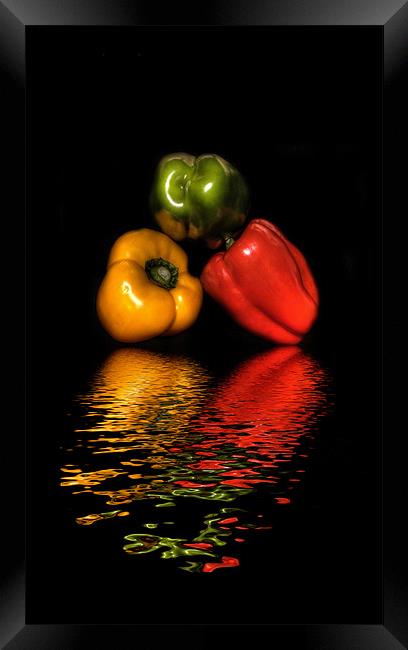 Coloured Peppers iPhone Case Framed Print by Dean Messenger