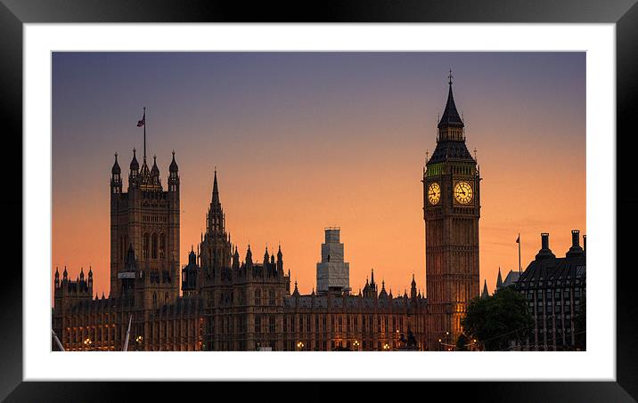 Westminster at Sunset Framed Mounted Print by Dean Messenger