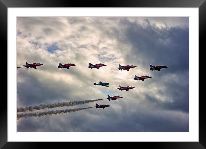 Red Arrows and Spitfire Framed Mounted Print by Dean Messenger