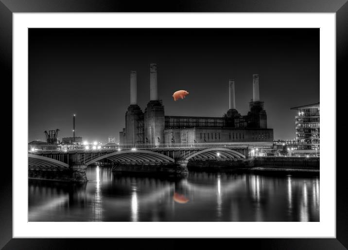 Battersea Power station and pig Framed Mounted Print by Dean Messenger