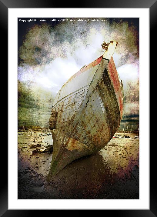 beached fishing boat Framed Mounted Print by meirion matthias