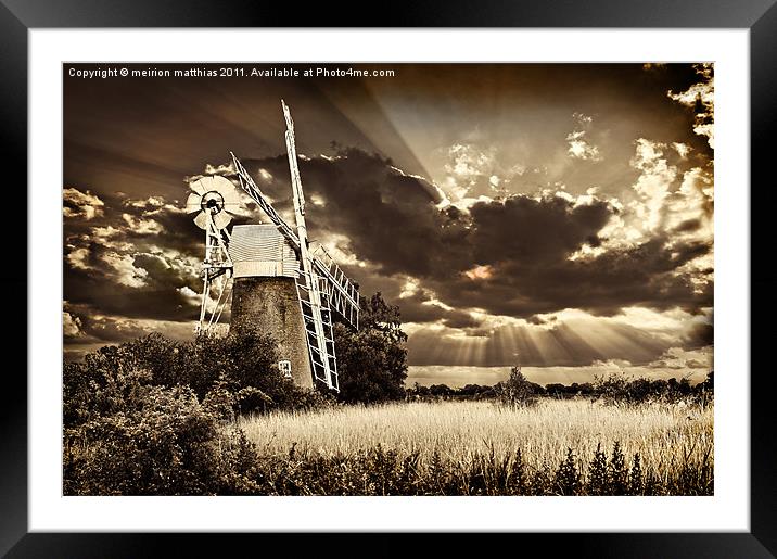 windmill Framed Mounted Print by meirion matthias