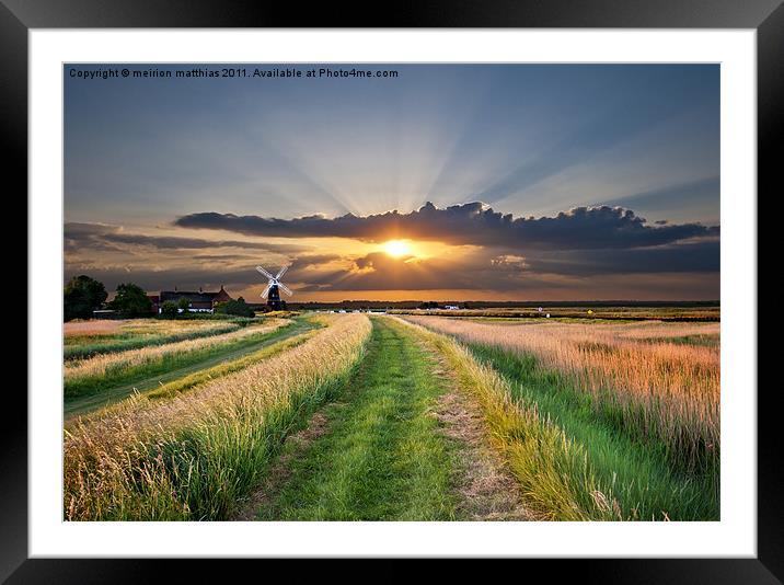 windmill at sunset Framed Mounted Print by meirion matthias