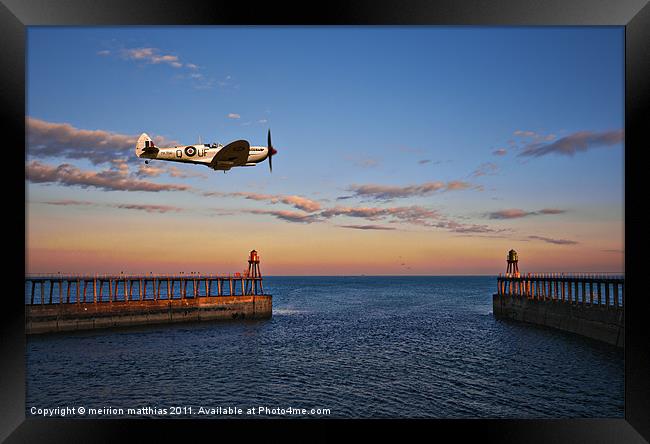 spitfire at whitby Framed Print by meirion matthias