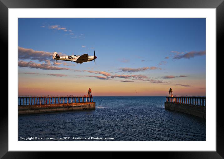 spitfire at whitby Framed Mounted Print by meirion matthias