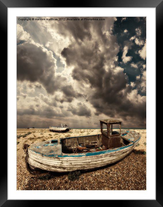 dreamy wrecked wooden fishing boats Framed Mounted Print by meirion matthias