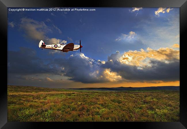 low flying evening spitfire Framed Print by meirion matthias