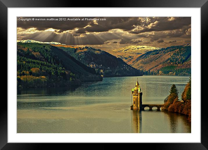 winter light over Lake Vyrnwy Framed Mounted Print by meirion matthias