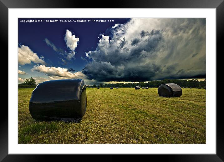 wrapped bales Framed Mounted Print by meirion matthias