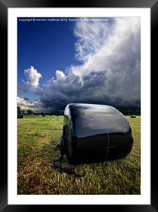 wrapped up hay bales Framed Mounted Print by meirion matthias