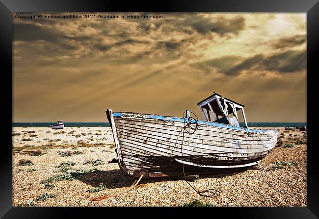 dungeness wreck in colour Framed Print by meirion matthias