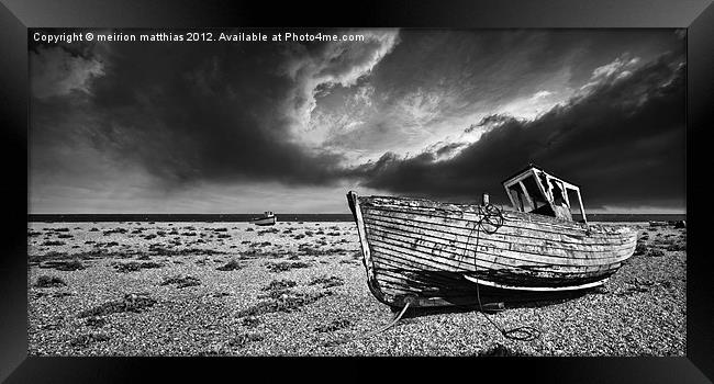 black and white in dungeness Framed Print by meirion matthias