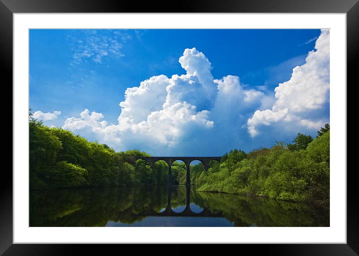 wayoh reservoir and armsgrove viaduct Framed Mounted Print by meirion matthias