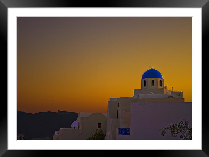 oia sunset Framed Mounted Print by meirion matthias