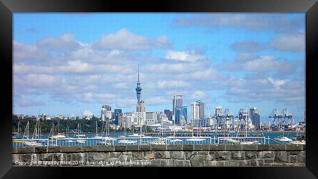 Auckland across the harbour Framed Print by Mandy Rice