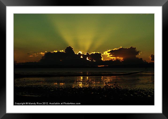 Suns rays at sunset Framed Mounted Print by Mandy Rice