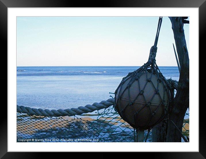 Fishing net and marker buoy Framed Mounted Print by Mandy Rice
