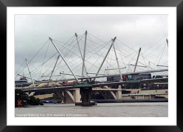 Kurilpa Bridge across Brisbane River Framed Mounted Print by Mandy Rice