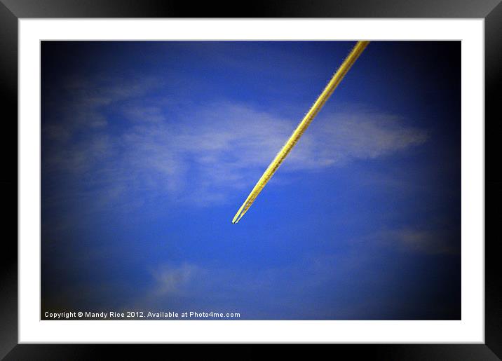 Planes vapour trail Framed Mounted Print by Mandy Rice