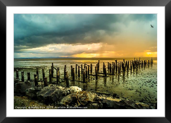 Delapidated Pier Framed Mounted Print by Mandy Rice
