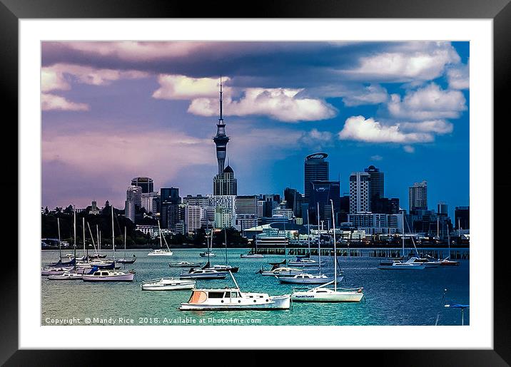 Auckland Harbour NZ Framed Mounted Print by Mandy Rice