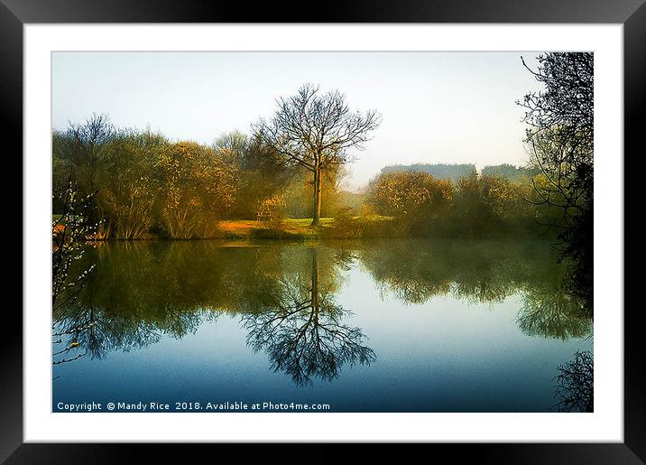 Mist across the lake Framed Mounted Print by Mandy Rice