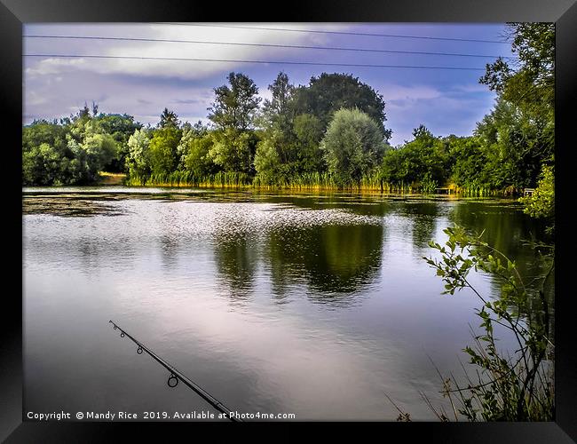 Fishing on the lake Framed Print by Mandy Rice