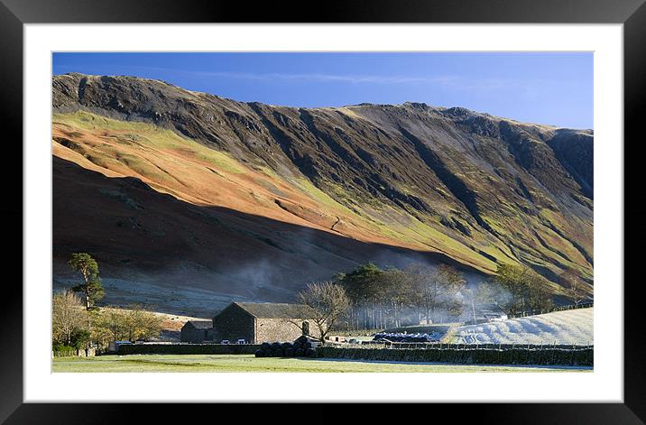 Gatesgarth Farm & Hindscarth Edge Framed Mounted Print by Richard Nicholls