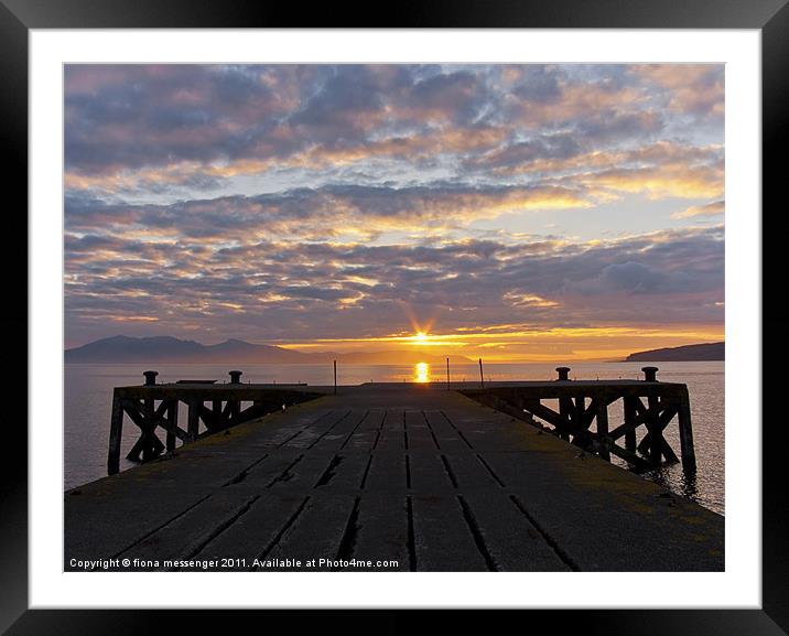 Portencross jetty Sunset Framed Mounted Print by Fiona Messenger