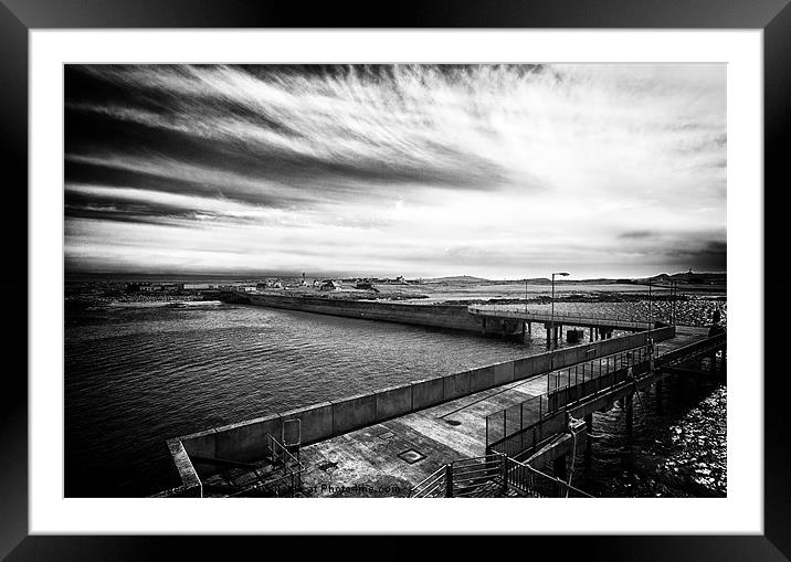 Tiree Harbour in B & W Framed Mounted Print by Fiona Messenger