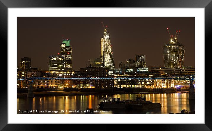 London by night Pano version Framed Mounted Print by Fiona Messenger