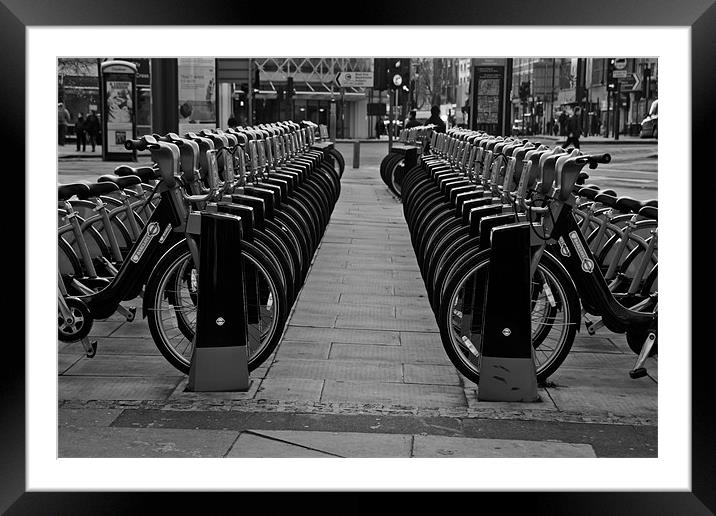 London bikes Framed Mounted Print by karen shivas