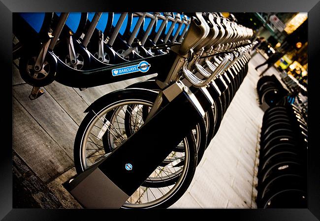 London bikes Framed Print by karen shivas