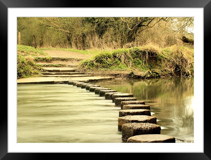 River Mole's stepping stones Framed Mounted Print by Sara Messenger
