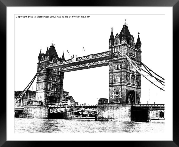 Tower bridge in White & Black Framed Mounted Print by Sara Messenger