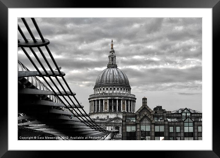 St Paul's Cathedral Monochrome Framed Mounted Print by Sara Messenger