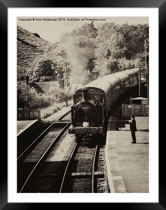  Swanage railway in black and white  Framed Mounted Print by Sara Messenger
