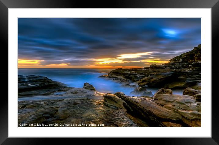 Illuminated Rock Framed Mounted Print by Mark Lucey