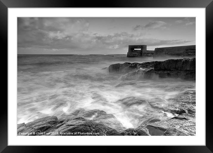 Craster Harbour Waves Framed Mounted Print by Chris Frost